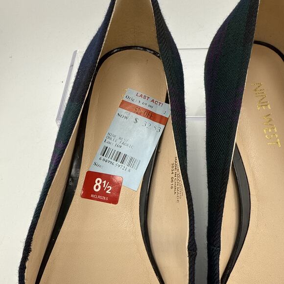 Nine West Women's Onlee Multicolor Plaid Fabric Pointed Toe Flats Size 8.5 M NWB - Picture 8 of 10